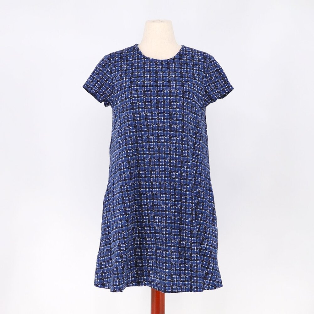J.MCLAUGHLIN Navy Geo Print A-Line Swing Dress Amelia Cloth Short Sleeve Size L